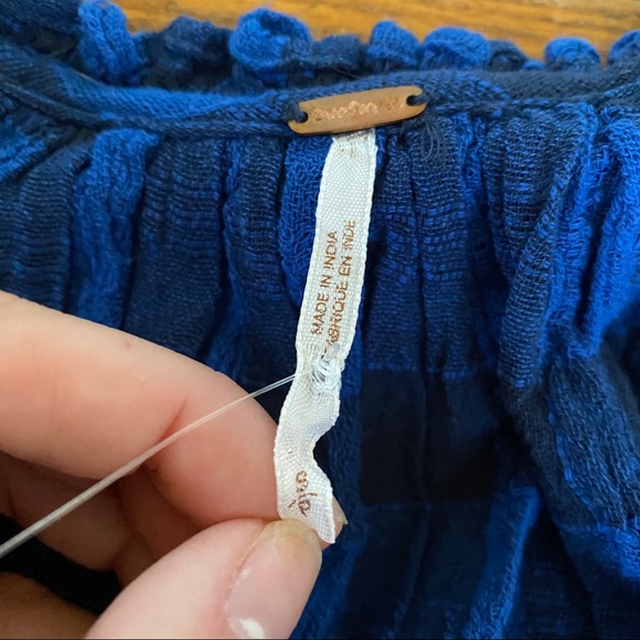 Free People Blue and Black Plaid Honey Grove Top - Picture 5 of 5